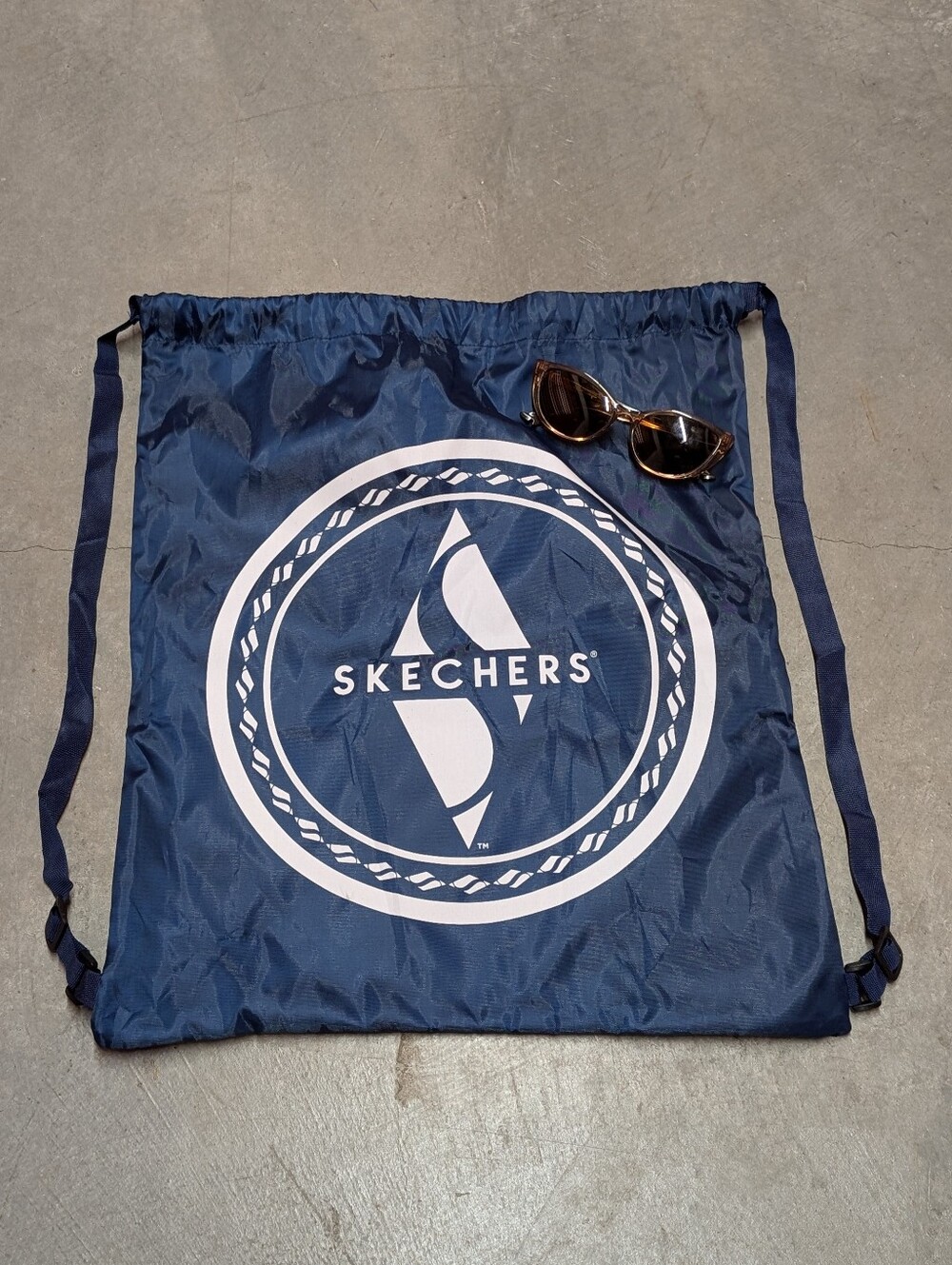 Skechers Navy Drawstring Logo Backpack with White Emblem
